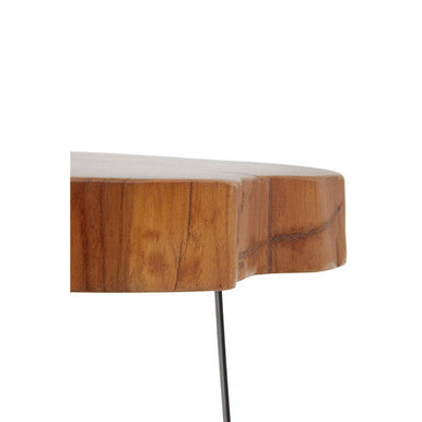 Solid Teak Wood Top Side Table in Black and Natural Finish | Manado