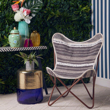 Grey and White Butterfly Chair | Cefena