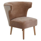 Mink Velvet and Natural Linen Chair | Cefena