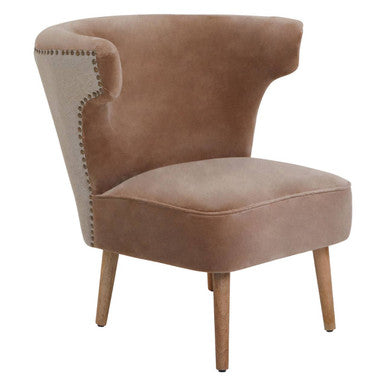 Mink Velvet and Natural Linen Chair | Cefena
