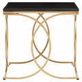 Black Marble Top Side Table with Gold Finish Interlocking Stainless Steel Frame | Kia