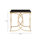 Black Marble Top Side Table with Gold Finish Interlocking Stainless Steel Frame | Kia