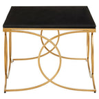 Black Marble Top Rectangular Coffee Table with Gold Finish Metal Frame | Kia