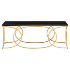 Black Marble Top Rectangular Coffee Table with Gold Finish Metal Frame | Kia