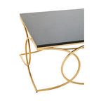 Black Marble Top Rectangular Coffee Table with Gold Finish Metal Frame | Kia