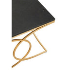 Black Marble Top Rectangular Coffee Table with Gold Finish Metal Frame | Kia