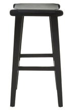 Black Leather and Teak Barstool | Kendari