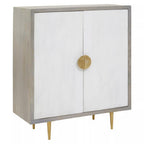 Cream and Grey Mango Wood Two Door Cabinet | Sareel