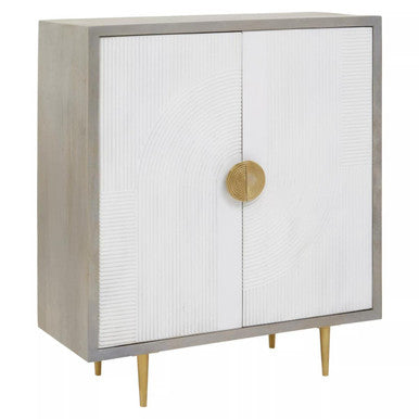 Cream and Grey Mango Wood Two Door Cabinet | Sareel