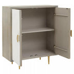Cream and Grey Mango Wood Two Door Cabinet | Sareel