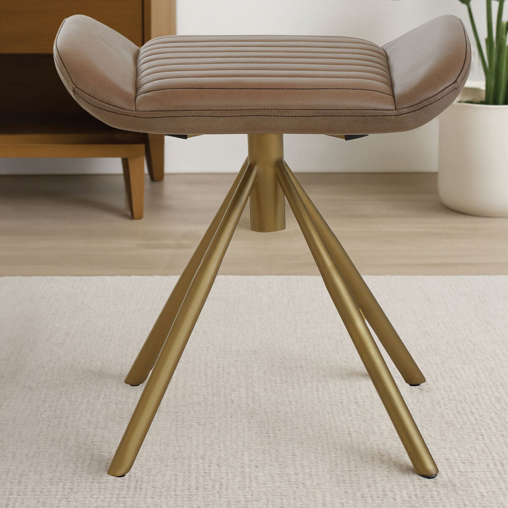 Grey Leather Footstool | Buffalo