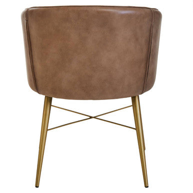 Grey Leather Chair with Gold Finish Legs | Buffalo
