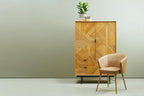 Grey Leather Chair with Gold Finish Legs | Buffalo
