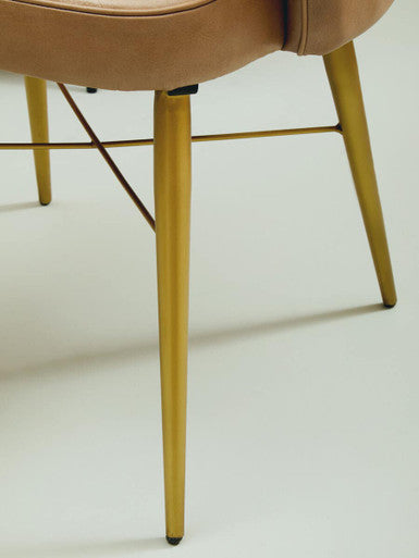 Grey Leather Chair with Gold Finish Legs | Buffalo