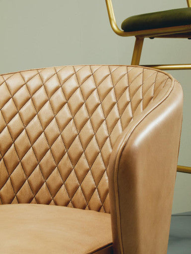 Grey Leather Chair with Gold Finish Legs | Buffalo
