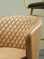 Grey Leather Chair with Gold Finish Legs | Buffalo