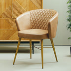 Grey Leather Chair with Gold Finish Legs | Buffalo