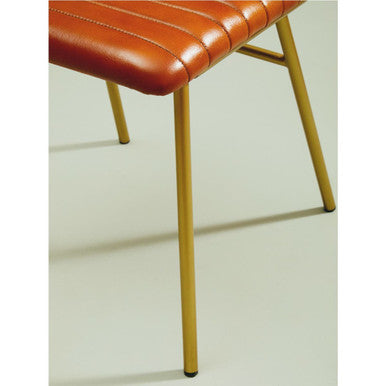 Tan Leather Dining Chair with Gold Finish Frame | Buffalo