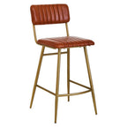Tan Leather Bar Chair with Gold Finish Frame | Buffalo