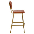 Tan Leather Bar Chair with Gold Finish Frame | Buffalo