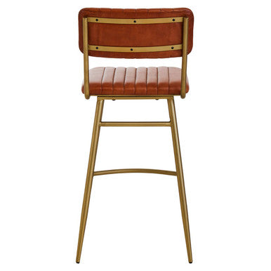 Tan Leather Bar Chair with Gold Finish Frame | Buffalo