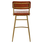Tan Leather Bar Chair with Gold Finish Frame | Buffalo