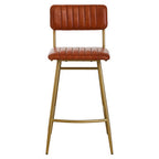 Tan Leather Bar Chair with Gold Finish Frame | Buffalo