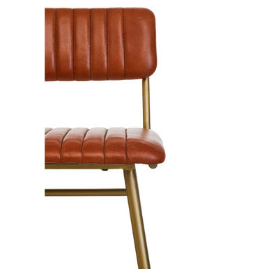 Tan Leather Bar Chair with Gold Finish Frame | Buffalo