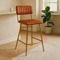 Tan Leather Bar Chair with Gold Finish Frame | Buffalo