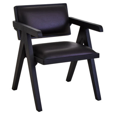 Black Leather Chair with Wood Frame | Buffalo