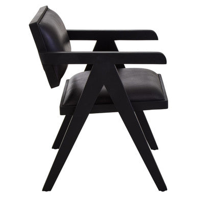 Black Leather Chair with Wood Frame | Buffalo