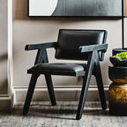 Black Leather Chair with Wood Frame | Buffalo