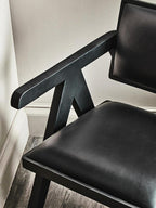 Black Leather Chair with Wood Frame | Buffalo