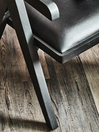 Black Leather Chair with Wood Frame | Buffalo