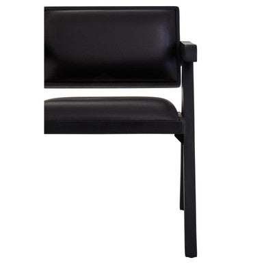 Black Leather Chair with Wood Frame | Buffalo