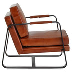Brown Leather Armchair with Black Iron Frame | Buffalo