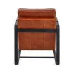 Brown Leather Armchair with Black Iron Frame | Buffalo
