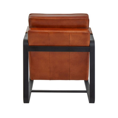 Brown Leather Armchair with Black Iron Frame | Buffalo