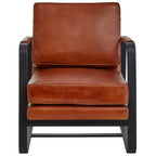 Brown Leather Armchair with Black Iron Frame | Buffalo