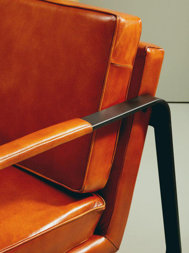 Brown Leather Armchair with Black Iron Frame | Buffalo