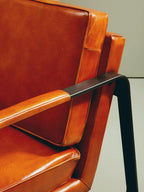 Brown Leather Armchair with Black Iron Frame | Buffalo