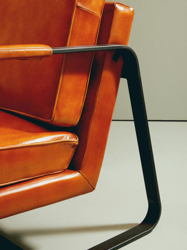 Brown Leather Armchair with Black Iron Frame | Buffalo