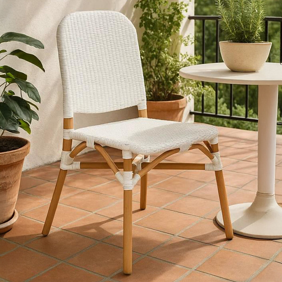 Natural and White Rattan Dining Chair | Manado