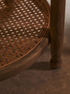 Grey Wash Elm Wood Side Table with Glass Top and Cane Shelf | Cebu