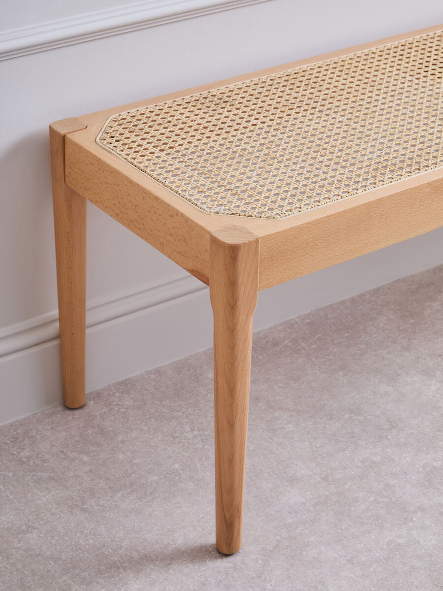 Natural Cane and Beech Wood Bench | Cebu