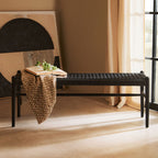 Cebu Black Rope and Elm Wood Bench