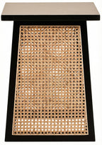 Black Elm Wood Side Table with Woven Natural Cane Panels | Cebu