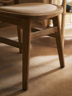 Beige Fabric and White Wash Elm Wood Dining Chair | Cebu