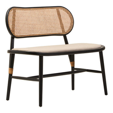 Natural Cane Bench with Black Elm Wood Frame | Cebu