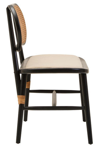 Natural Cane Bench with Black Elm Wood Frame | Cebu